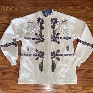 Vintage 90s Native American Unlimited Sportswear All Over  Sweatshirt W/ Pockets